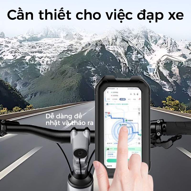 Giá đỡ điện thoại di động chống nước mưa 360 độ, chống nước, chống bụi và chống rơi cho ô tô điện và xe máy