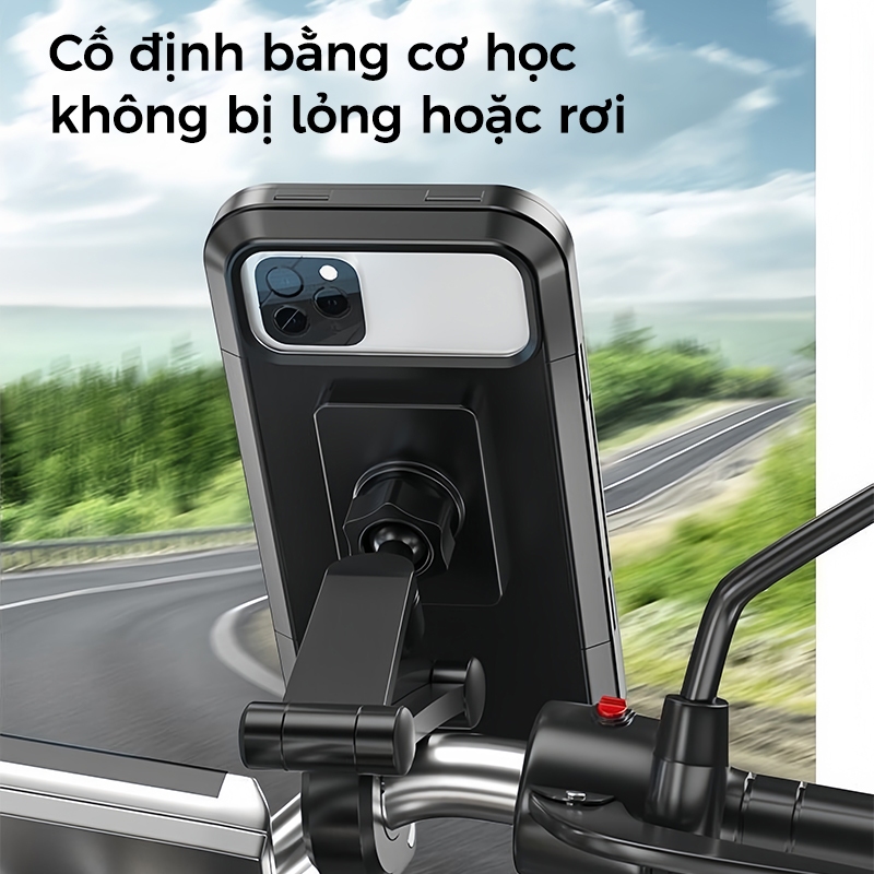 Giá đỡ điện thoại di động chống nước mưa 360 độ, chống nước, chống bụi và chống rơi cho ô tô điện và xe máy
