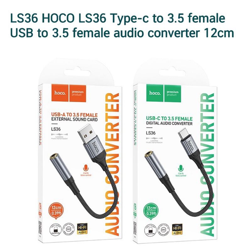 Cáp chuyển đổi Hoco LS36 ( USB/Type-C đực sang 3.5mm cái )