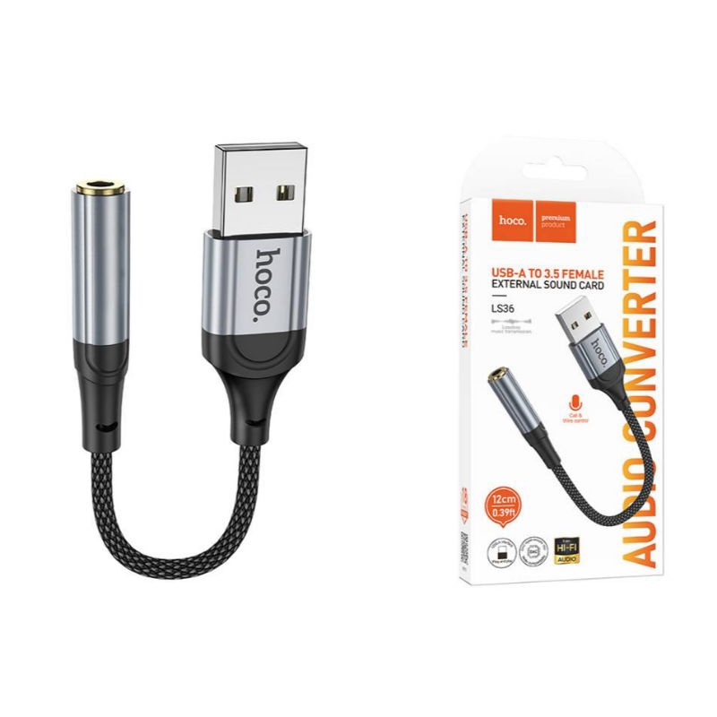 Cáp chuyển đổi Hoco LS36 ( USB/Type-C đực sang 3.5mm cái )