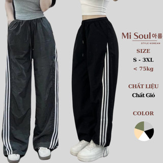 Quần Gió Dài Kẻ Sọc Ống Rộng BigSize Dây Rút Bo Gấu MiSoul, Quần Dài Kẻ 319