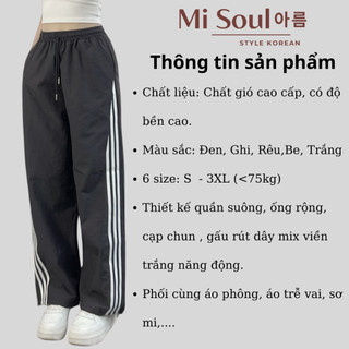 Quần Gió Dài Kẻ Sọc Ống Rộng BigSize Dây Rút Bo Gấu MiSoul, Quần Dài Kẻ 319