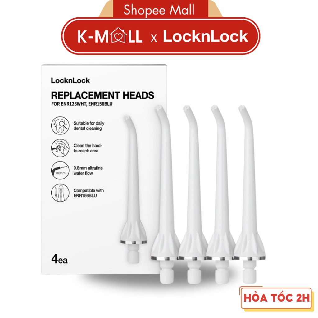 Bộ 4 đầu thay thế máy tăm nước LocknLock ENR126WHT_RB dành cho tăm nước ENR166GRY ENR156BLU - K-MALL