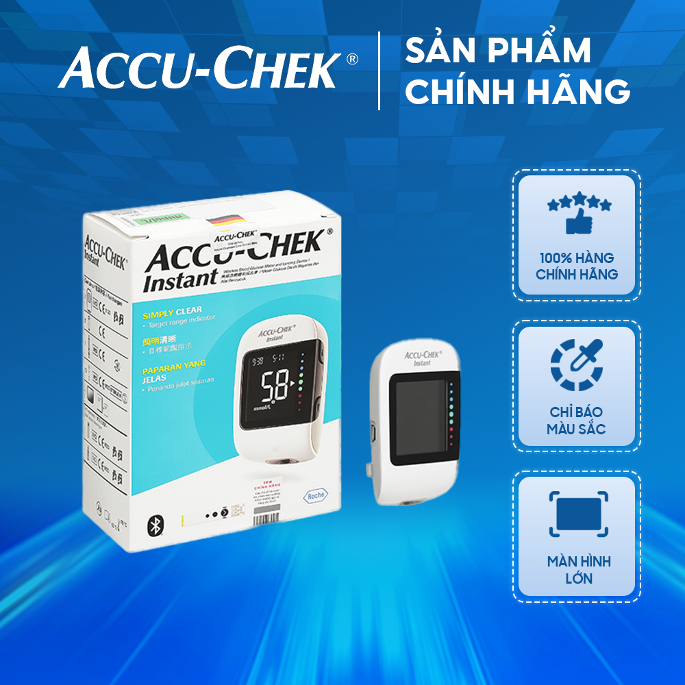 Ảnh Bộ máy đo đường huyết Accu-chek Instant - Có kết nối bluetooth - Có dải màu sắc chỉ thị khoảng đường huyết 1