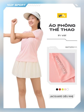 Áo thun thể thao nữ YODY Sport dệt jacquard siêu nhẹ, năng động, thoáng mát, thấm hút tốt WATS25S111