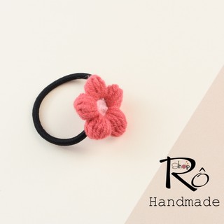 Cột tóc hoa len móc Handmade xinh xắn cho nữ và bé gái 4cm |Dây buộc tóc Hàn Quốc  |Shop Rô Handmade