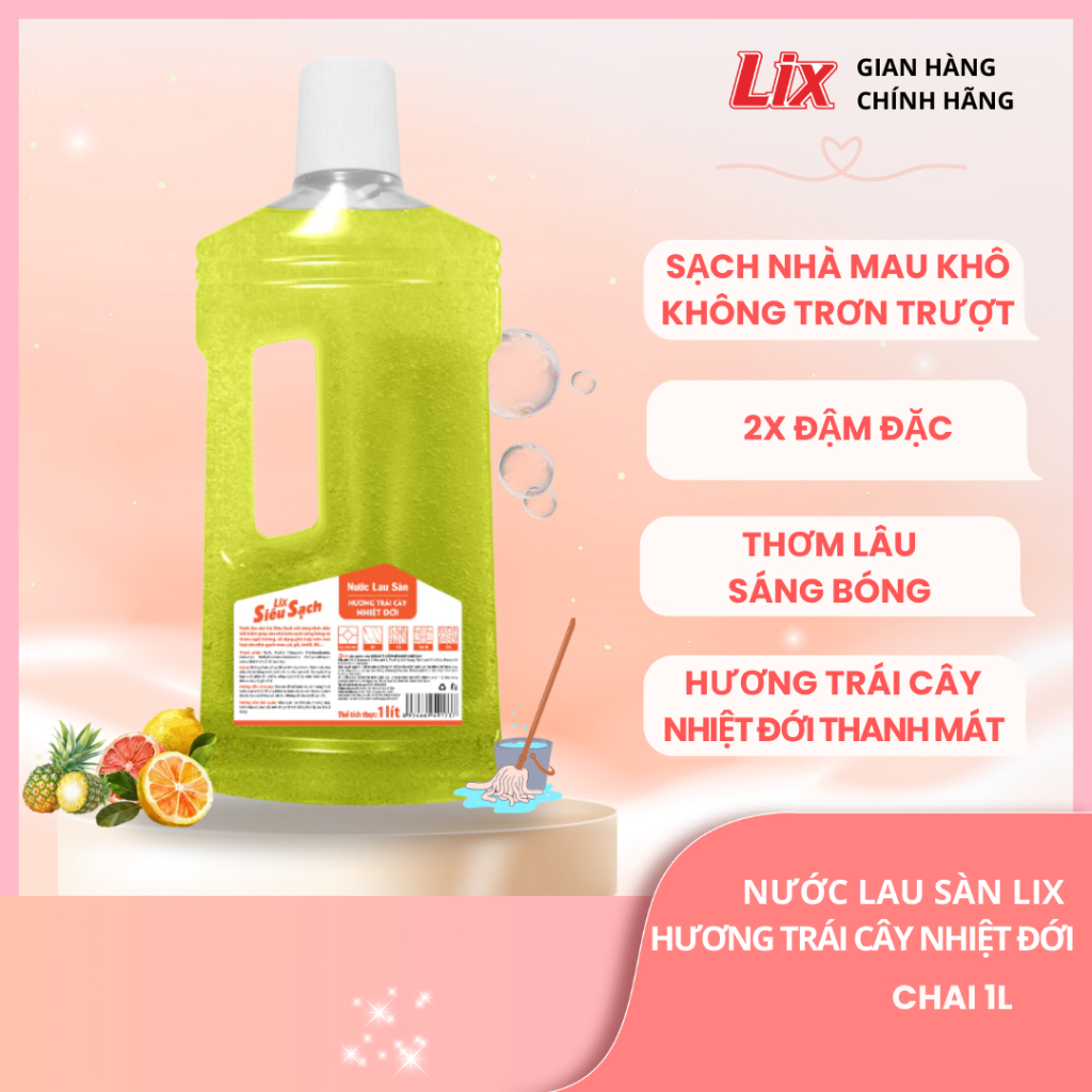 Ảnh Nước lau sàn siêu sạch hương trái cây nhiệt đới, sạch nhà, đuổi côn trùng, phù hợp với mọi loại sàn Lixco Việt Nam 3