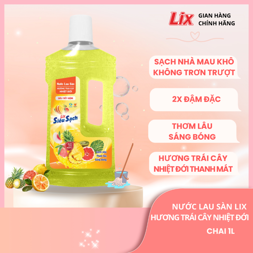 Ảnh Nước lau sàn siêu sạch hương trái cây nhiệt đới, sạch nhà, đuổi côn trùng, phù hợp với mọi loại sàn Lixco Việt Nam 1