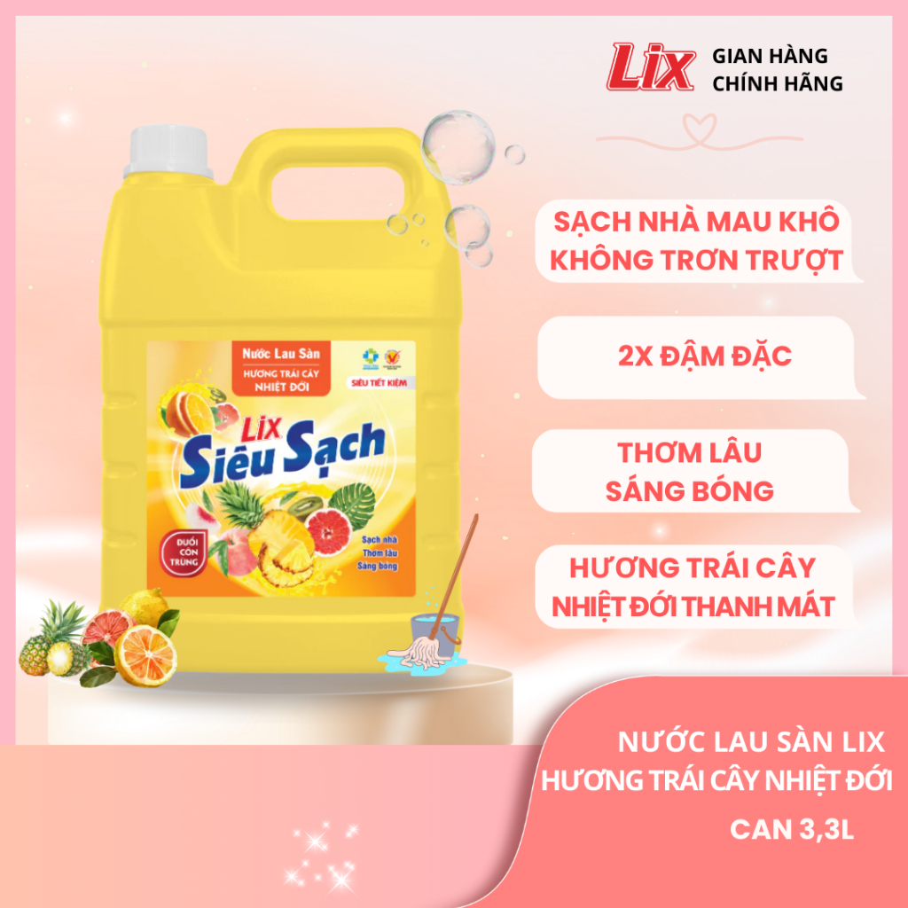 Ảnh Nước lau sàn siêu sạch hương trái cây nhiệt đới, sạch nhà, đuổi côn trùng, phù hợp với mọi loại sàn Lixco Việt Nam 2