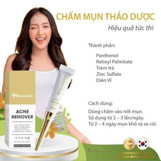 Kem Chấm Mụn Acne Remover Renoskin 10ml Dạng Kem Giúp Làm Dịu Và Se Nhanh Cồi Mụn, Dễ Thẩm Thấu, Không Bết Dính