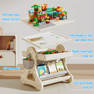 Bộ Bàn Ghế Đa Năng Cao Cấp Pakey, Bàn Chơi Xếp Hình Kèm 400 Chi Tiết Lego, Bảng Vẽ Rèn Luyện Tính Sáng Tạo Cho Bé