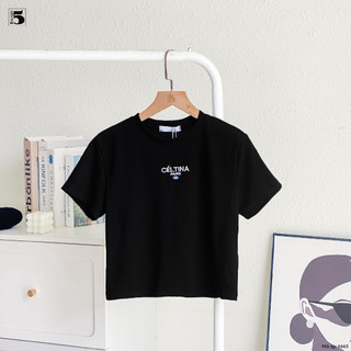 Áo Thun Nữ Croptop Tay Ngắn Cổ Tròn In Chữ Cesltina Paris Twentyfive Fashion - 6662