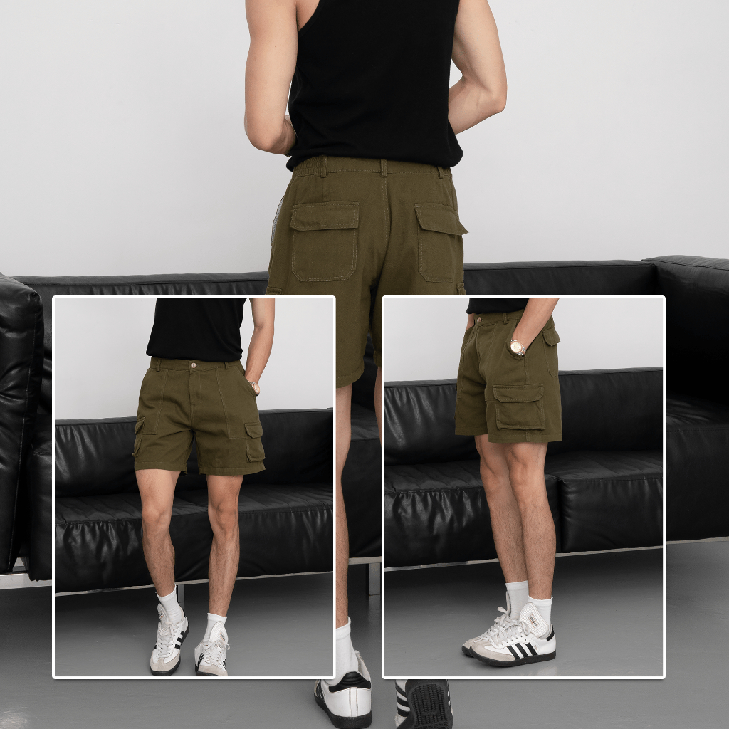 Ảnh Quần short nam kaki TÚI HỘP phom rộng trên gối CAPMAN CLUB, trẻ trung thoải mái 2