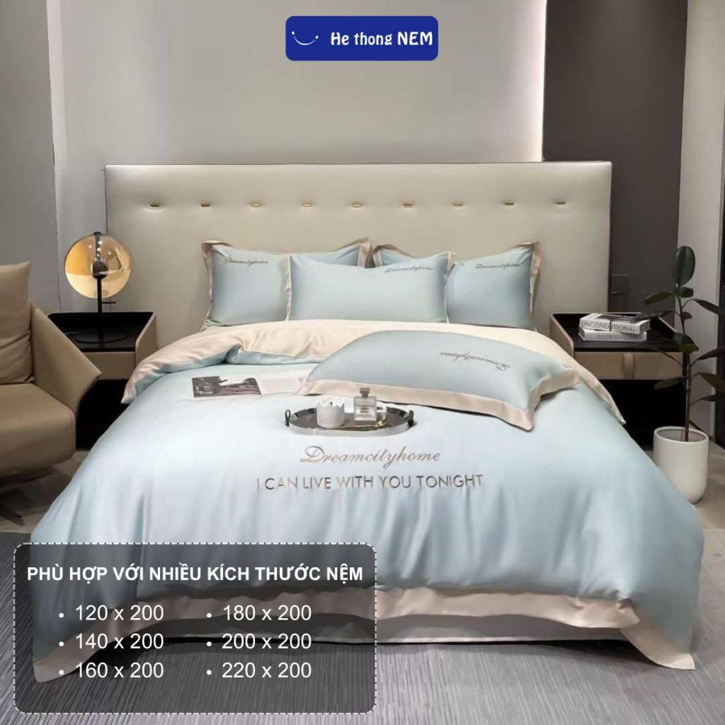 Ảnh Bộ Ga Giường 5 Món He thong NEM Cao Cấp Set Vỏ Chăn Trần Bông Ga Gối Trải Giường Phi Lụa Thái 5 Món Mát Lạnh Mùa Hè 2