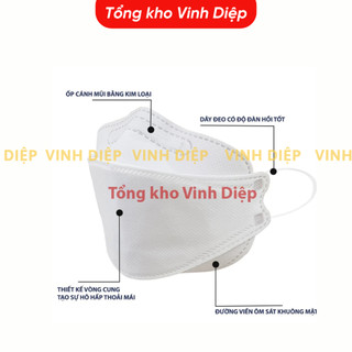 khẩu trang 4D Hàn Quốc KF94 BH98 kháng khuẩn, chống khói bụi không lem son, 1 túi