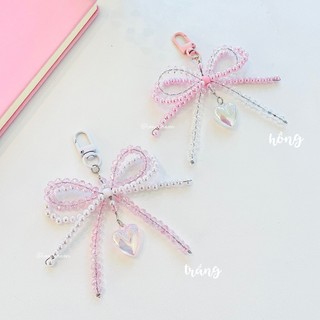 Móc Khóa Nơ Pha Lê 𝐁𝐥𝐮𝐬𝐡 𝐆𝐥𝐞𝐚𝐦 - Dây Đeo Điện Thoại - Balo -Túi Xách Xinh Xắn Handmade by IMCAREM