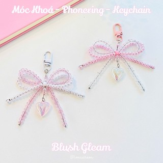 Móc Khóa Nơ Pha Lê 𝐁𝐥𝐮𝐬𝐡 𝐆𝐥𝐞𝐚𝐦 - Dây Đeo Điện Thoại - Balo -Túi Xách Xinh Xắn Handmade by IMCAREM