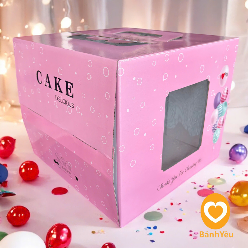 🎀 HỘP ĐỰNG BÁNH KEM 1-2 TẦNG MÀU HỒNG DỄ THƯƠNG - KÈM ĐẾ BÁNH 🎀