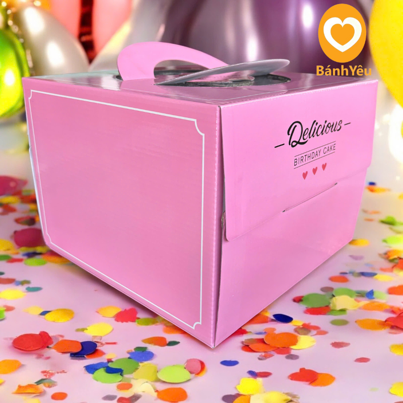 🎀 HỘP ĐỰNG BÁNH KEM 1-2 TẦNG MÀU HỒNG DỄ THƯƠNG - KÈM ĐẾ BÁNH 🎀