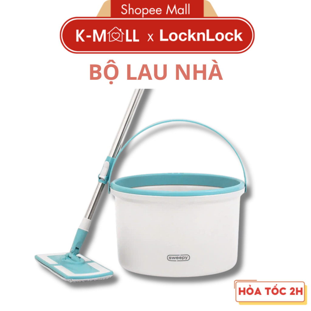 Cây lau nhà LocknLock Compact Spin Mop - 2.5L ETM973 màu Xanh - K-MALL