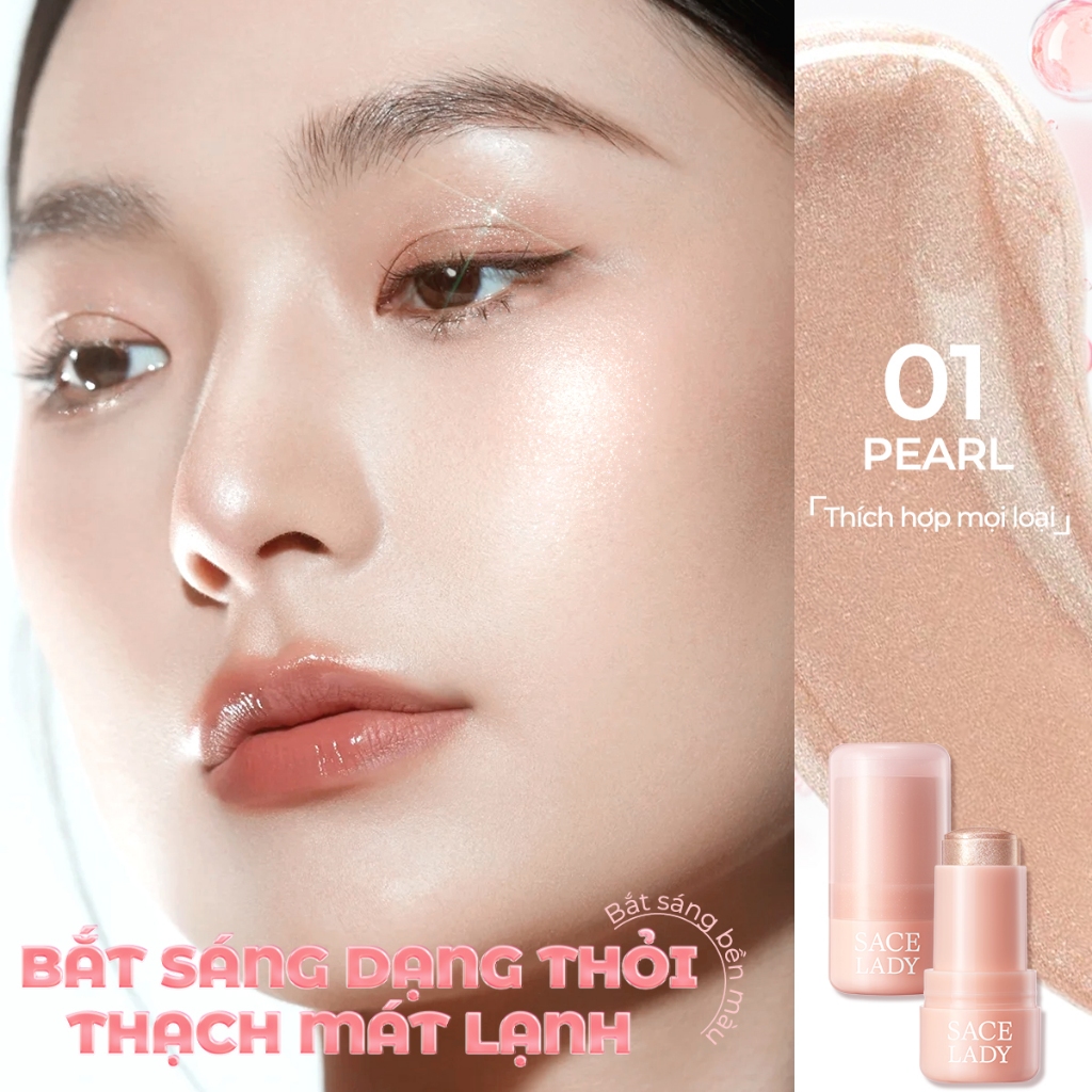 Phấn má hồng dạng lỏng SACE LADY + Phấn bắt sáng kết hợp lâu trôi, trang điểm tự nhiên cho mặt