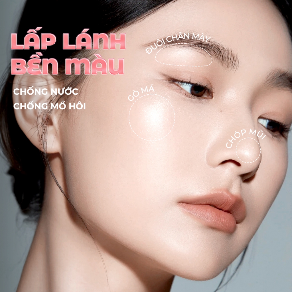 Phấn má hồng dạng lỏng SACE LADY + Phấn bắt sáng kết hợp lâu trôi, trang điểm tự nhiên cho mặt