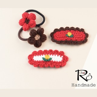 Combo 4 kẹp tóc, cột tóc hoa tulip hàng ngày cho nữ và bé gái xinh đẹp 6.5cm |Shop Rô Handmade