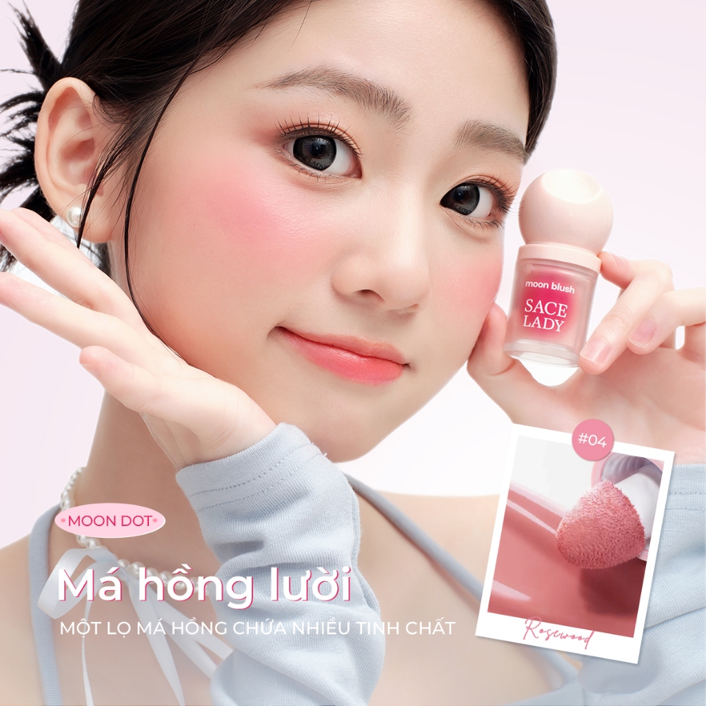 Phấn má hồng dạng lỏng SACE LADY + Phấn bắt sáng kết hợp lâu trôi, trang điểm tự nhiên cho mặt