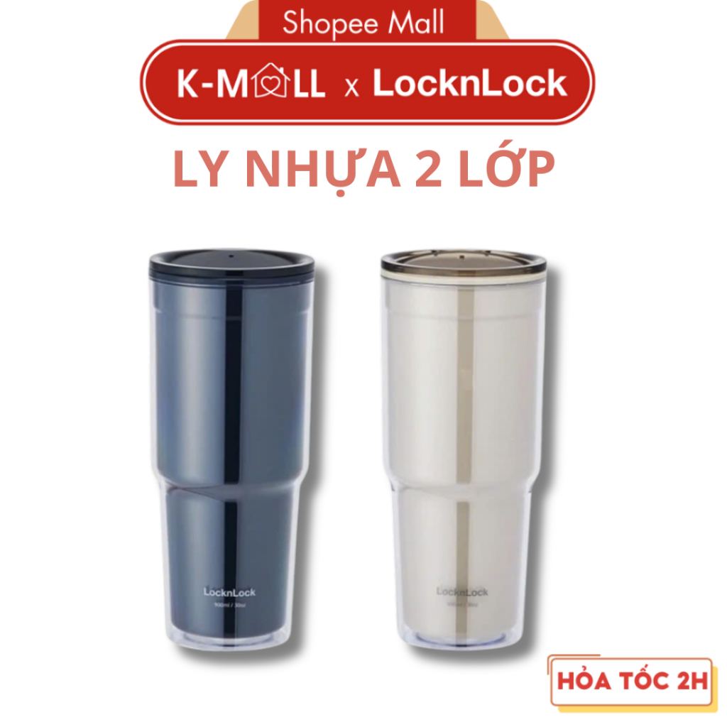 Ly nhựa 2 lớp Lock&Lock Double Wall Cold Cup 900ml HAP502 (2 màu) - K-MALL