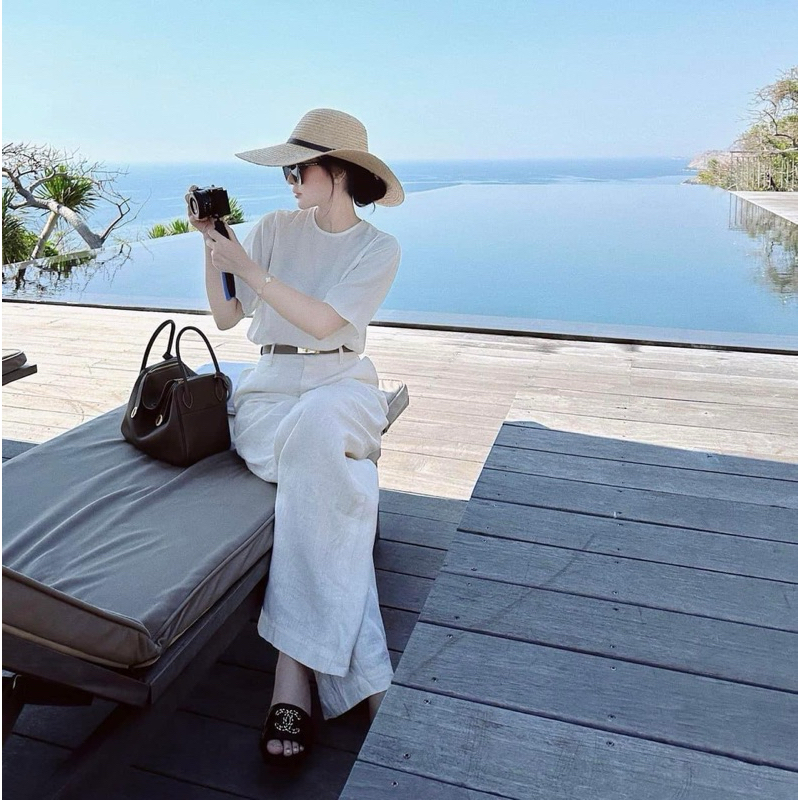 QUẦN LINEN NỮ BASIC LƯNG CAO ỐNG RỘNG DÁNG SUÔNG DÀI 101CM CHẤT ĐẸP THANH LỊCH