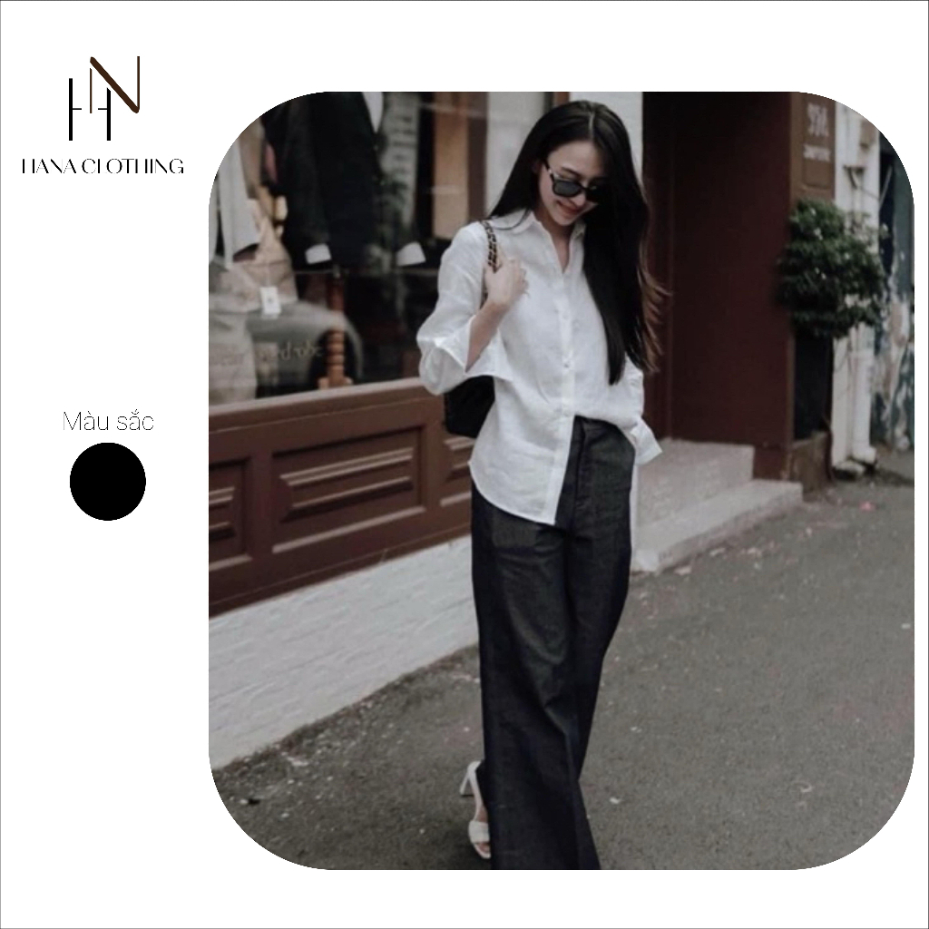 QUẦN LINEN NỮ BASIC LƯNG CAO ỐNG RỘNG DÁNG SUÔNG DÀI 101CM CHẤT ĐẸP THANH LỊCH