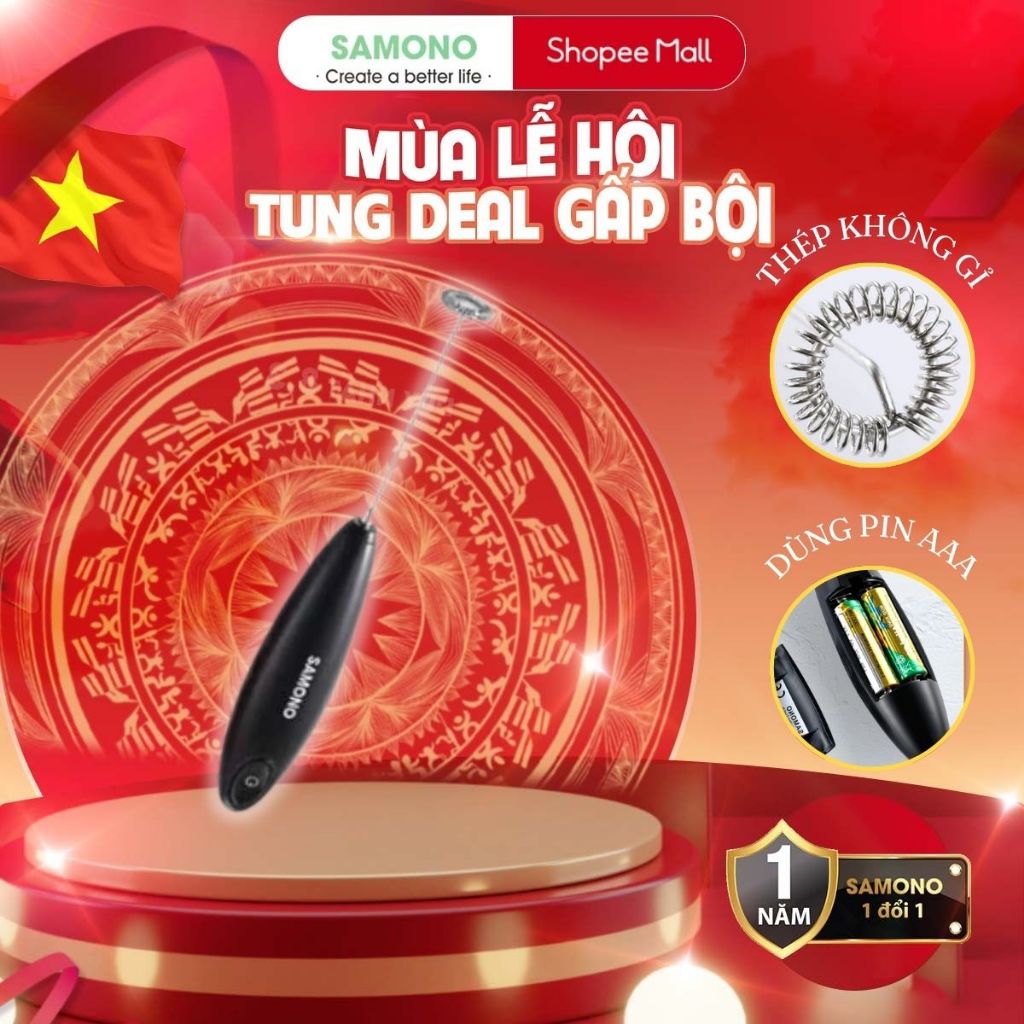 Ảnh Máy tạo bọt sữa Samono SW-MFB11 dụng cụ đánh trứng khuấy cà phê mini 1