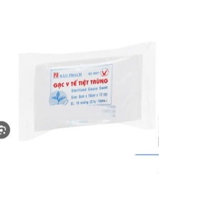 Gạc y tế Bảo Thạch 8x10cmx 12 lớp(Bịch 10 miếng).Gạc y tế tiệt trùng Bảo Thạch hỗ trợ làm sạch vết thương,thấm hút nhanh