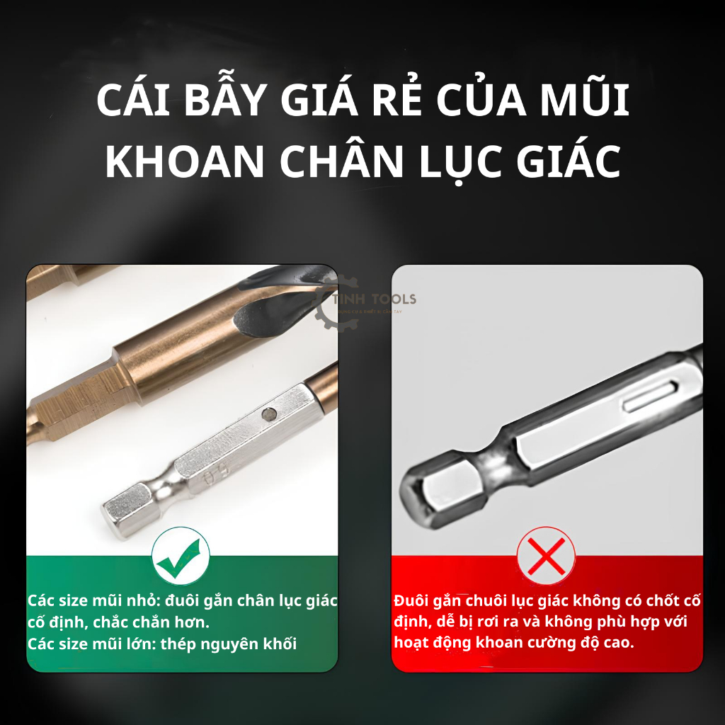 [TinhTools] Mũi Khoan Sắt Chuôi Lục Giác | Mũi khoan đuôi lục giác tốc độ cao 4341 đủ size (Đã test)