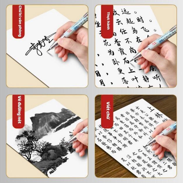 Bút Lông Dành Cho Người Tập Viết Tiếng Trung ,Ngòi Lông Vũ,Thân Bút Nhỏ Gọn, Dùng Mực Ống Và Mực Bơm,50 Ống Mực Đi Kèm.