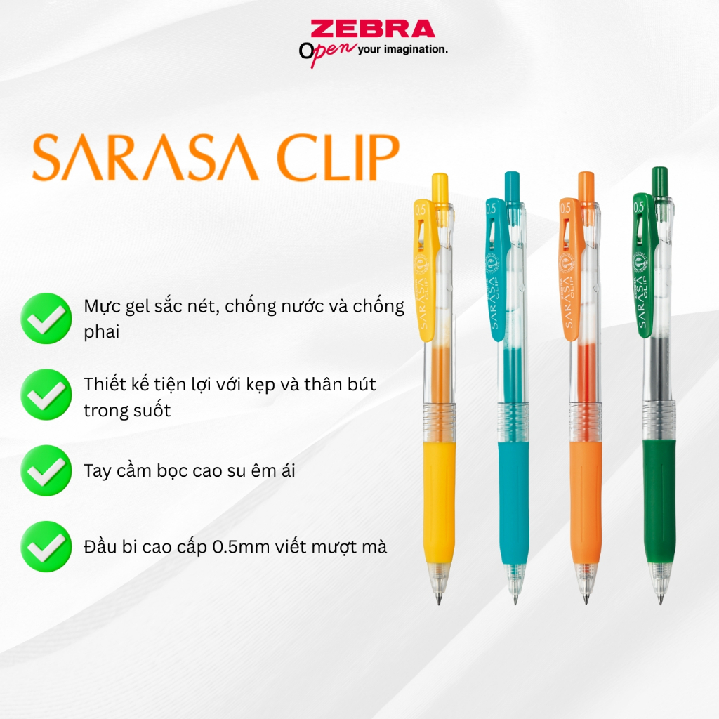 Ảnh Bút Gel Sarasa Clip 0.5mm Zebra Pen - Mực Sắc Nét, Chống Nước, Chống Phai [Chính Hãng] 1