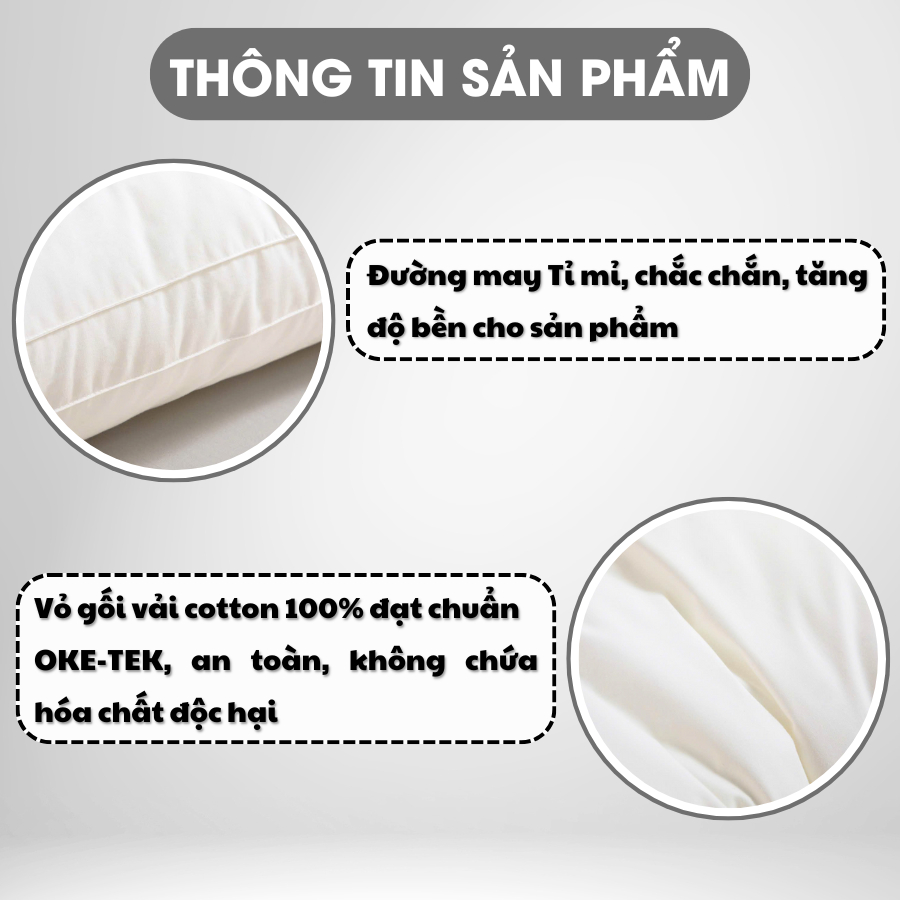 Ảnh Gối Ngủ Microfiber Cao Cấp Ruột Gối Lông Vũ Gối Chuẩn Khách Sạn 5 Sao Thiết Kế Sang Trọng Êm Ái Mềm Mại Chuẩn Oeko-Tek 4