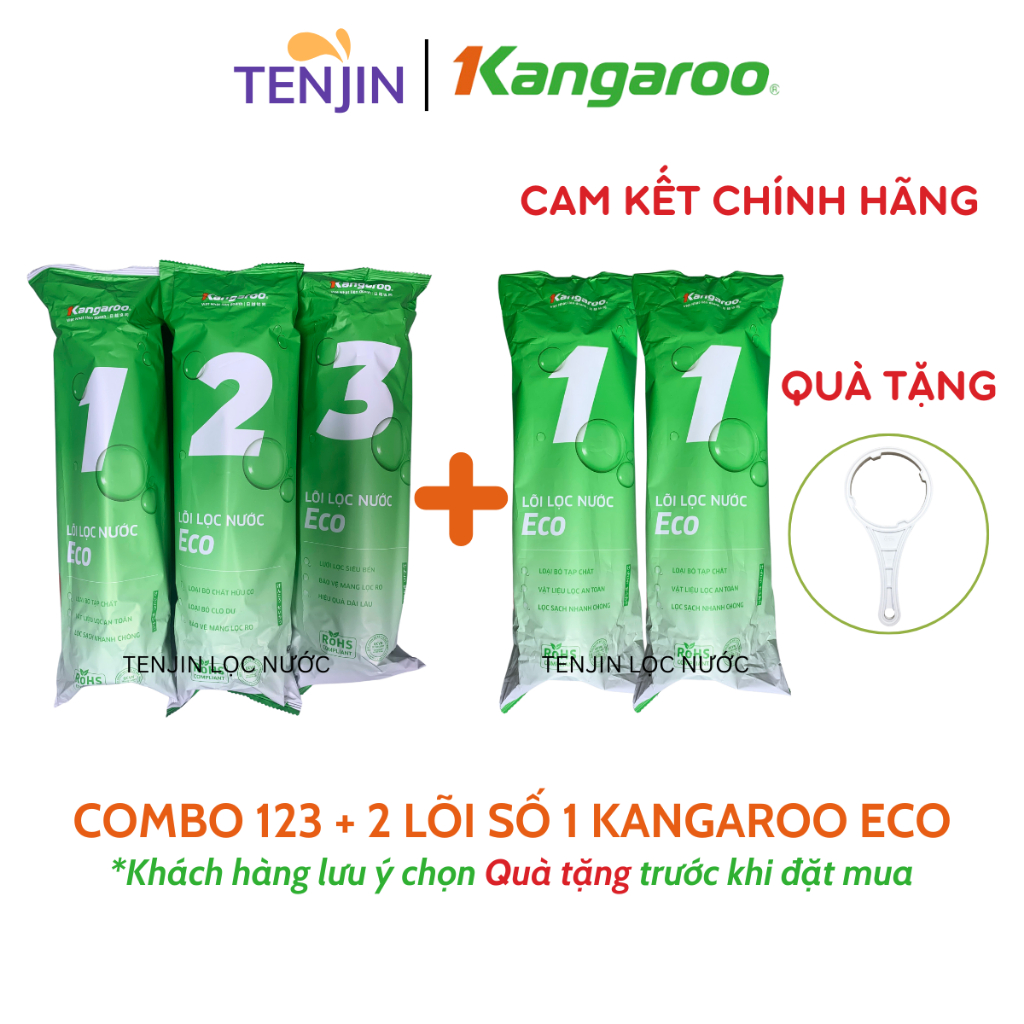 Combo 5 Lõi Lọc Thô 123 KANGAROO Mẫu Mới ECO Chính Hãng Date Mới- Lõi Lọc Nước Kangaroo Chính Hãng