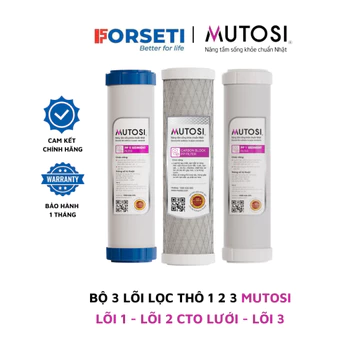 Combo 3 lõi lọc thô Mutosi - Lõi 2 CTO than hoạt tính dạng nén dùng cho máy lọc RO có 3 cốc lọc 10inch