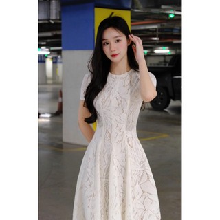 Váy Ren Cotton Miolady Cổ Tròn Dáng Xòe 2 Lớp – Nhẹ Nhàng Che Khuyết Điểm VA006