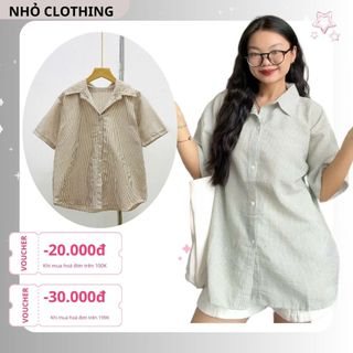 Áo Sơ Mi Kẻ Sọc Bigsize Nữ Vải Mềm Dáng Vừa Tay Ngắn Năng Động Thời Trang Đi Học Công Sở - SM184