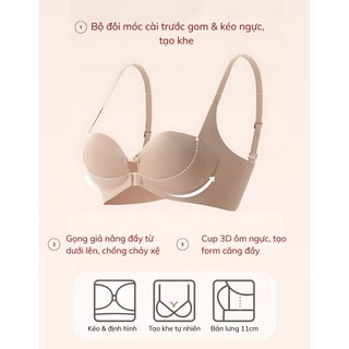 Áo Ngực Cài Trước 2 Móc Cài Gom Ngực Tạo Khe Bản Lưng Khoét U Mặc Áo Cổ V Đầm Hở Lưng 1825