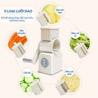 Máy thái lát rau củ đa năng dọc, máy bào sợi 4 in 1 kèm 6 lưỡi dao cao cấp