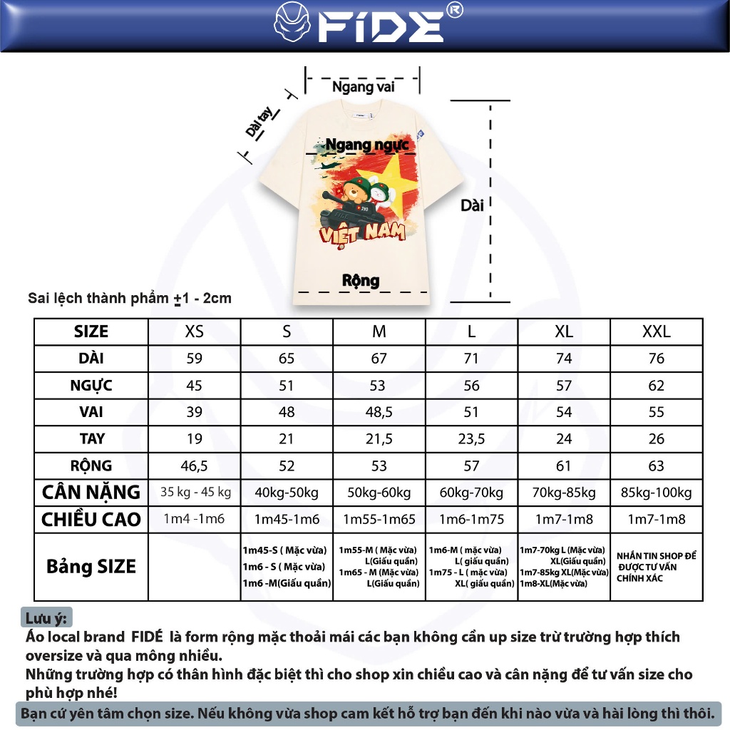 Ảnh Áo thun FIDE Việt Nam phông unisex form rộng local brand nam nữ cổ tròn oversize - AT166 2