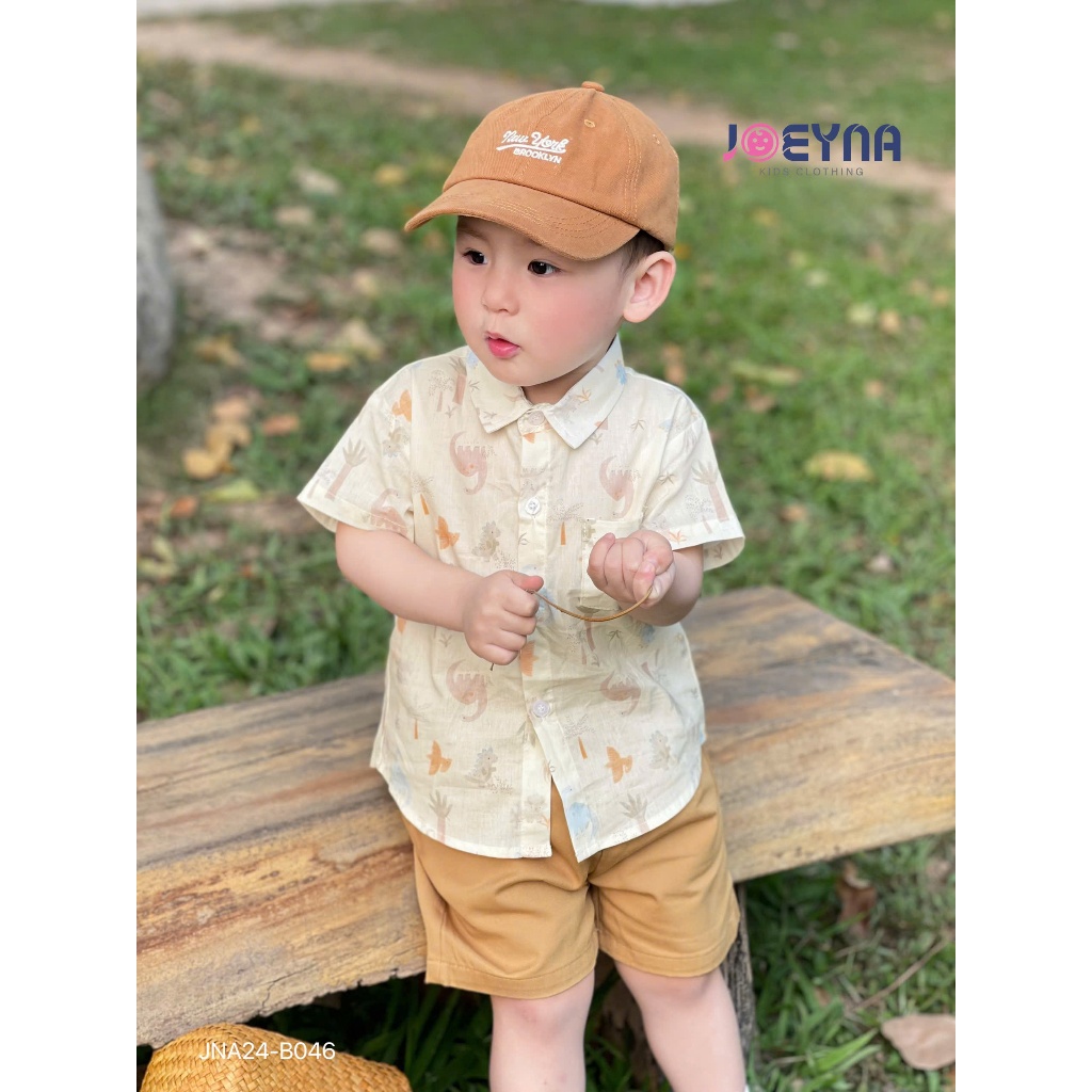 Set sơ mi côc Joeyna B046 hoạ tiết núi rừng siêu xinh cho bé