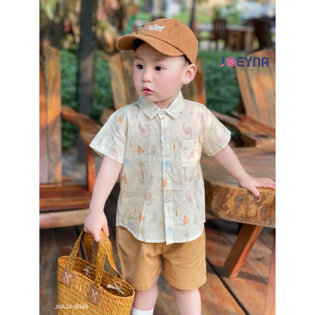 Set sơ mi côc Joeyna B046 hoạ tiết núi rừng siêu xinh cho bé