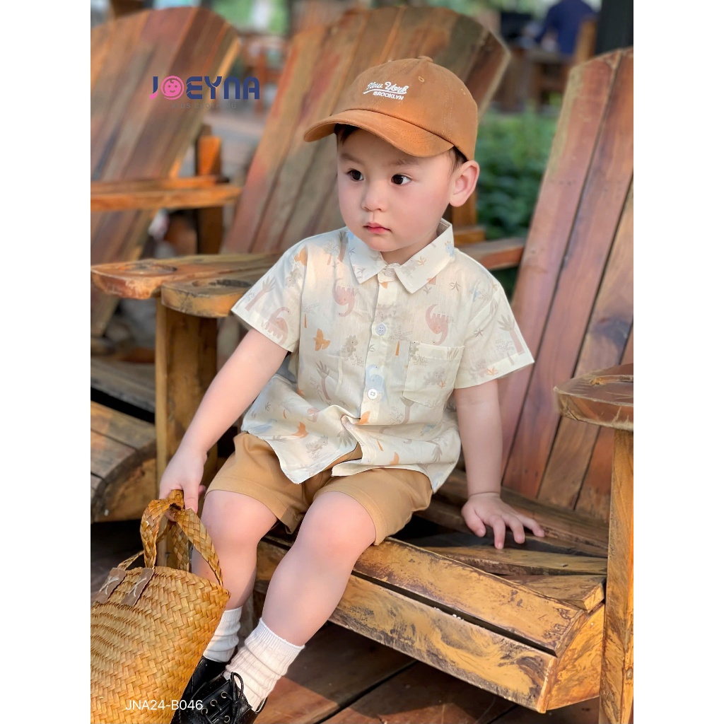 Set sơ mi côc Joeyna B046 hoạ tiết núi rừng siêu xinh cho bé