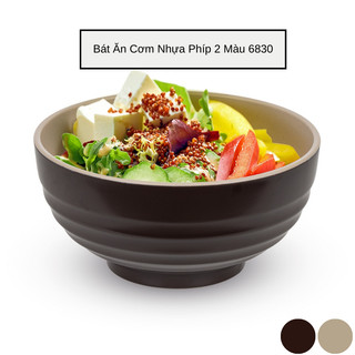 Bát nhựa 2 màu loại dầy đẹp, Bát ăn cơm nhựa chịu nhiệt cao cấp nhựa Việt Nhật 6830