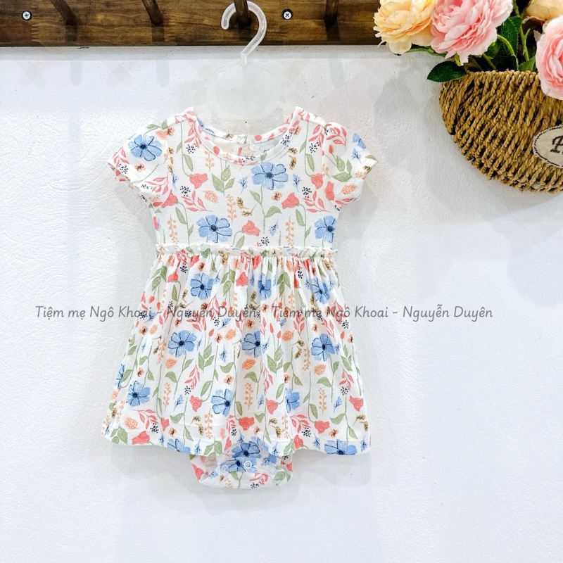 [MD194] 3-12kg Body váy ngắn tay, 2 dây chất liệu cotton xuất xịn cho bé