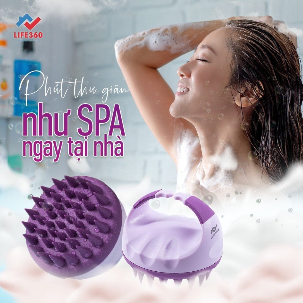 Ảnh Lược Gội Đầu Life360 LE-LGD22 - Lược Massage Đầu Gai Silicon, Giảm Ngứa, Giảm Gãy Rụng Tóc, Chính Hãng 1
